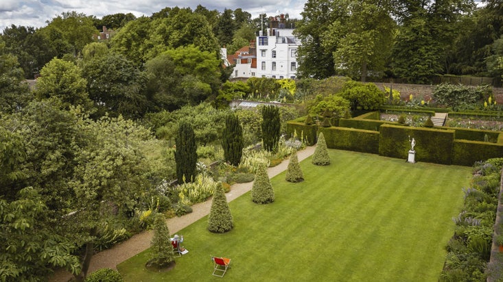 The garden from above at Fenton House and Garden, London